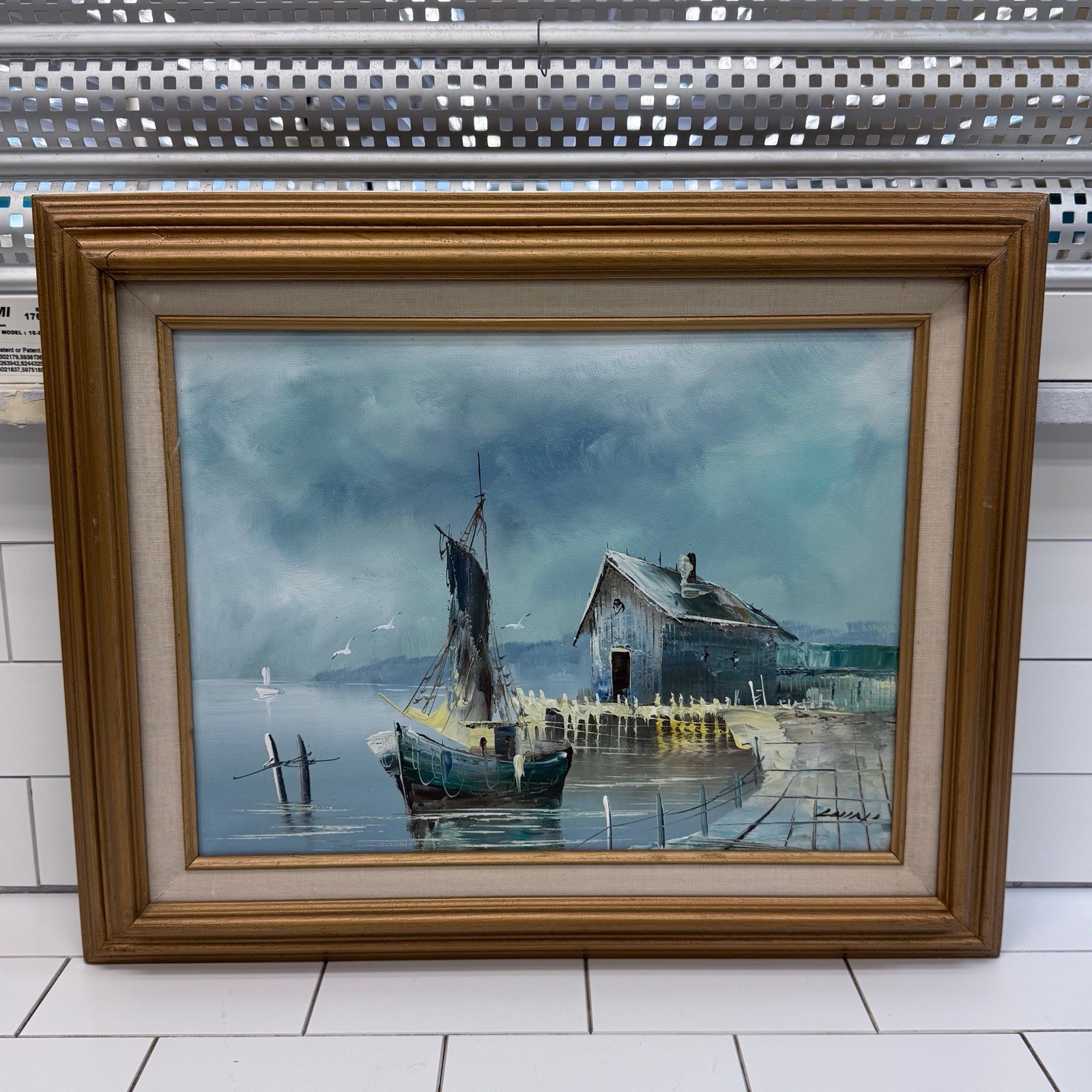 Original Oil Painting Fishing Boat Nautical Artwork Framed Signed