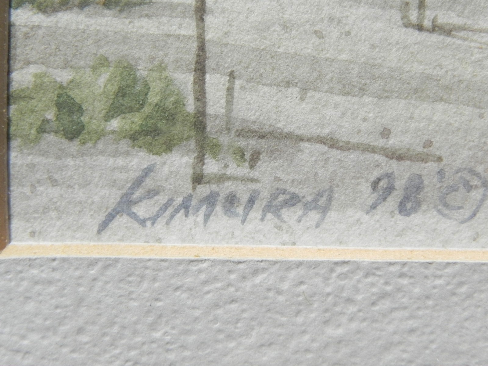 New Mexico Southwest art small watercolor painting mission church Eugene Kimura