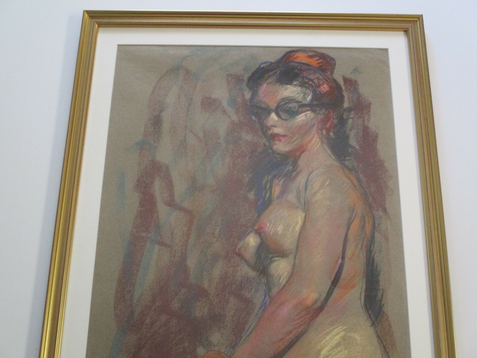 FINEST EMIL KOSA DRAWING Antique Woman FEMALE MODEL WITH GLASSES AMERICAN