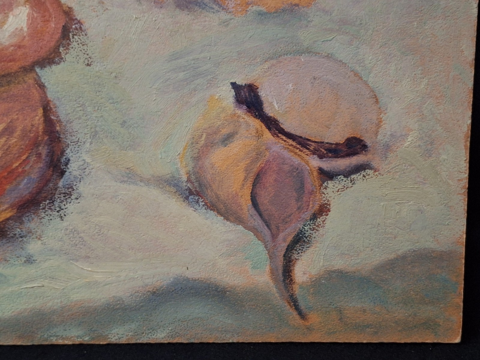Original Seashell Impressionist Still Life Painting 16×20″ unframed