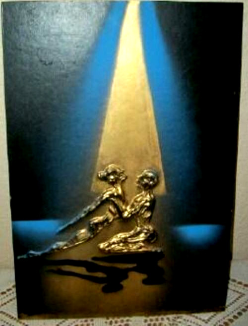 Art Deco Abstract Oil Painting Dancers Lights Shadows Palette Knife Gilt 1920s