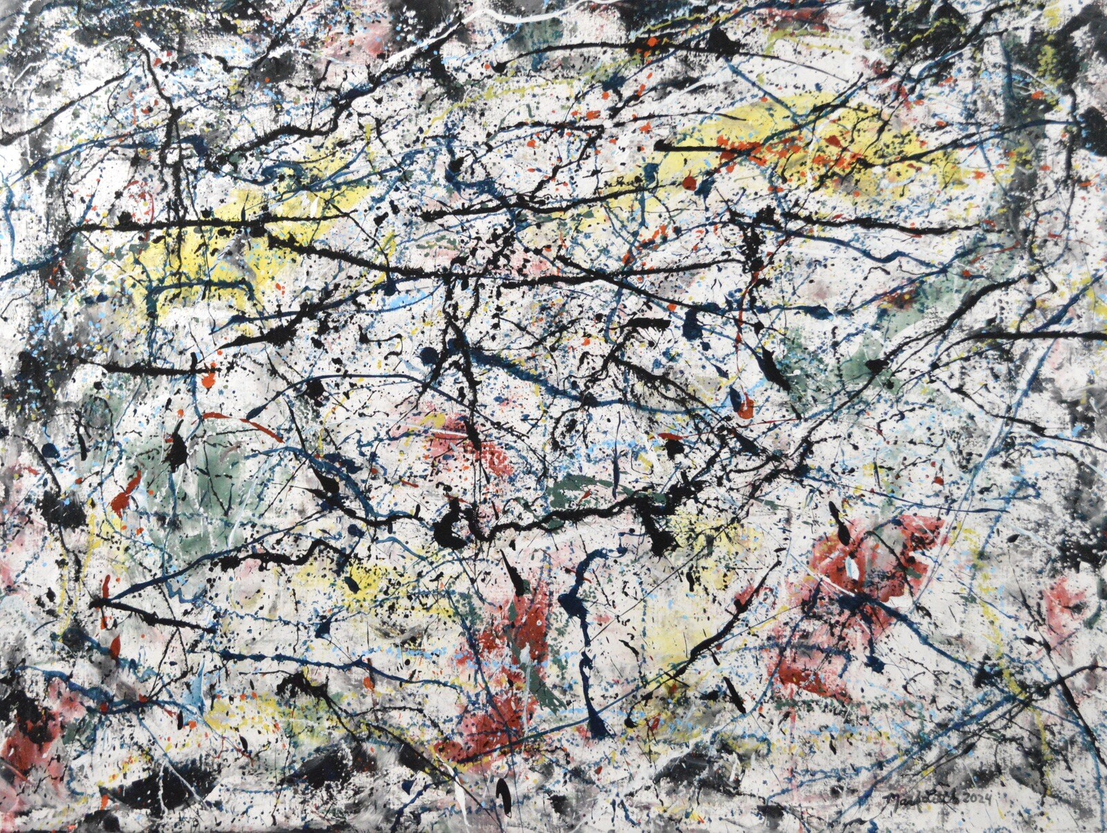 Pollock/Richter style Professional Painting 81” X 62”(6ft 9in)Abstract Modern XL