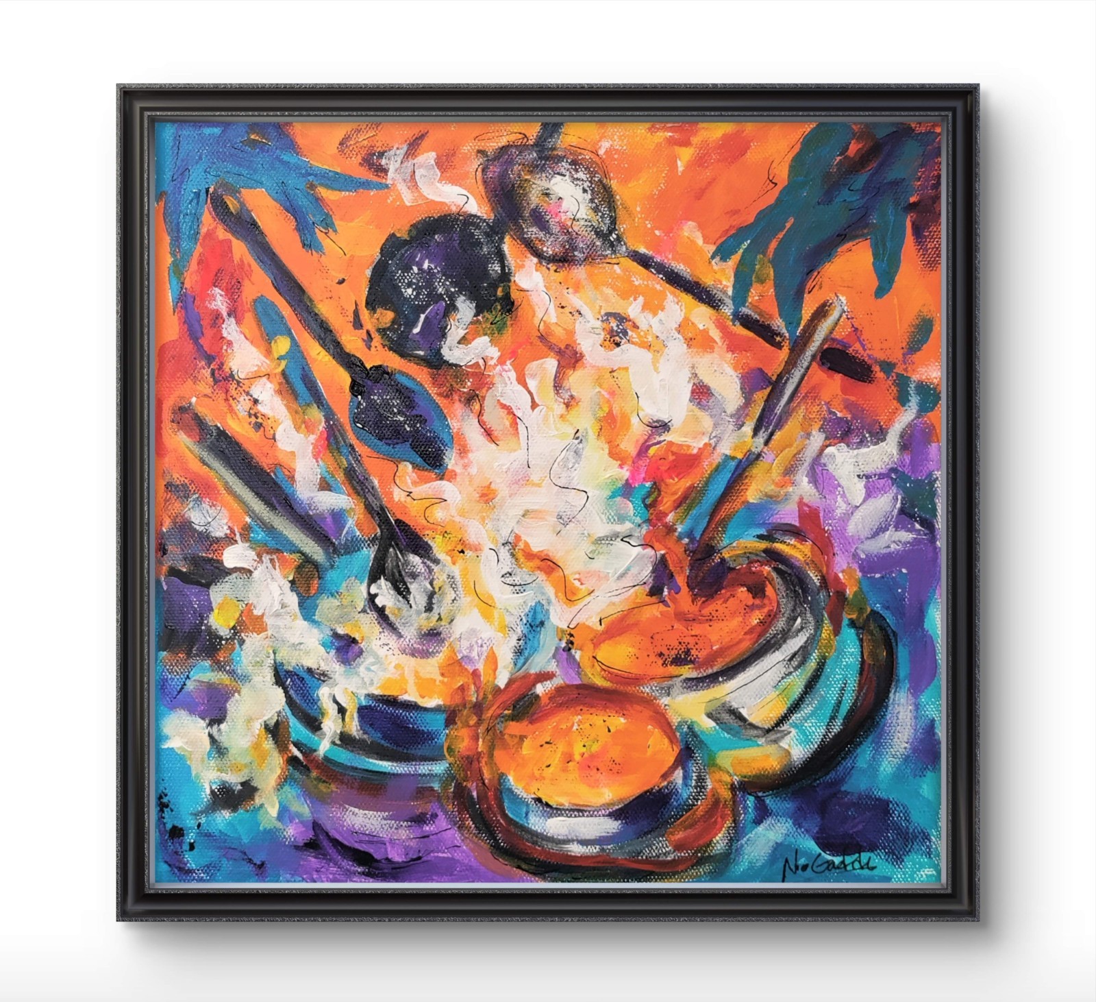 Original Expressionism 10 x 10 Kitchen Wall Art Acrylic Canvas Painting