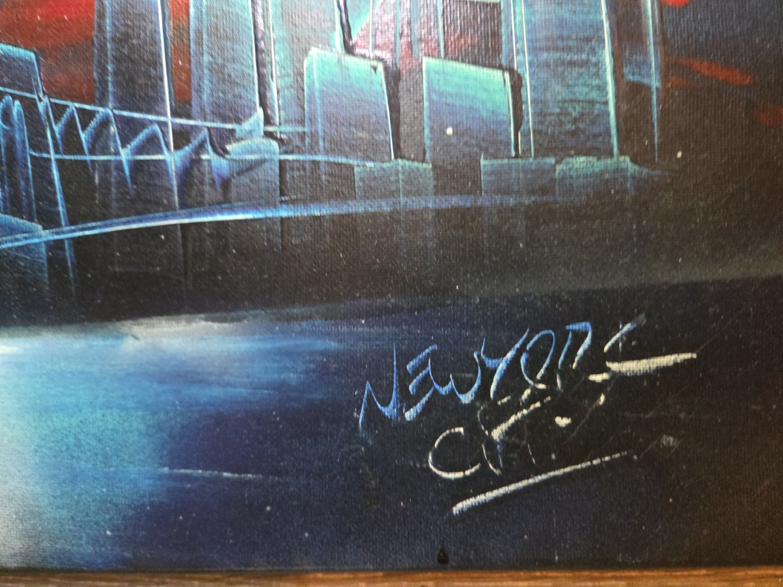 NYC Spray Paint Art – Patriotic New York City Scene – 16″x20″ Painting