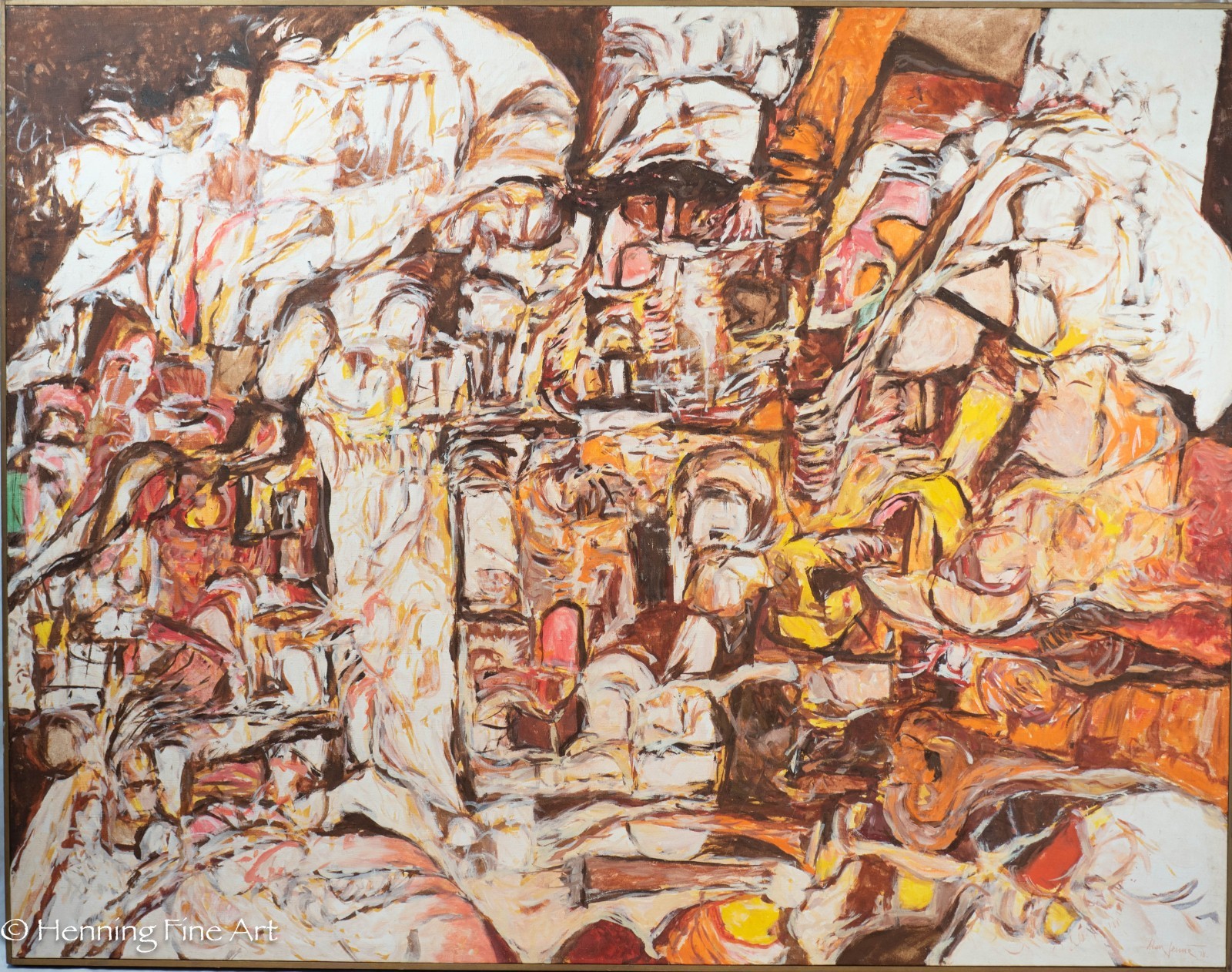 Stunning Alan Levine Abstract Expressionist Oil Painting Signed & Large 38×48.5″