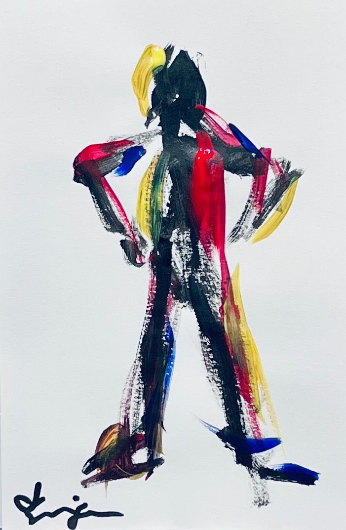 GUAJARDO Original Expressionism Super Hero 9X6 Paper Signed Art