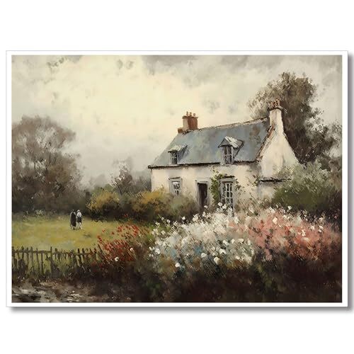 Huabsad Vintage Landscape Flower Portrait Oil 12x16in Unframed Oil painting03