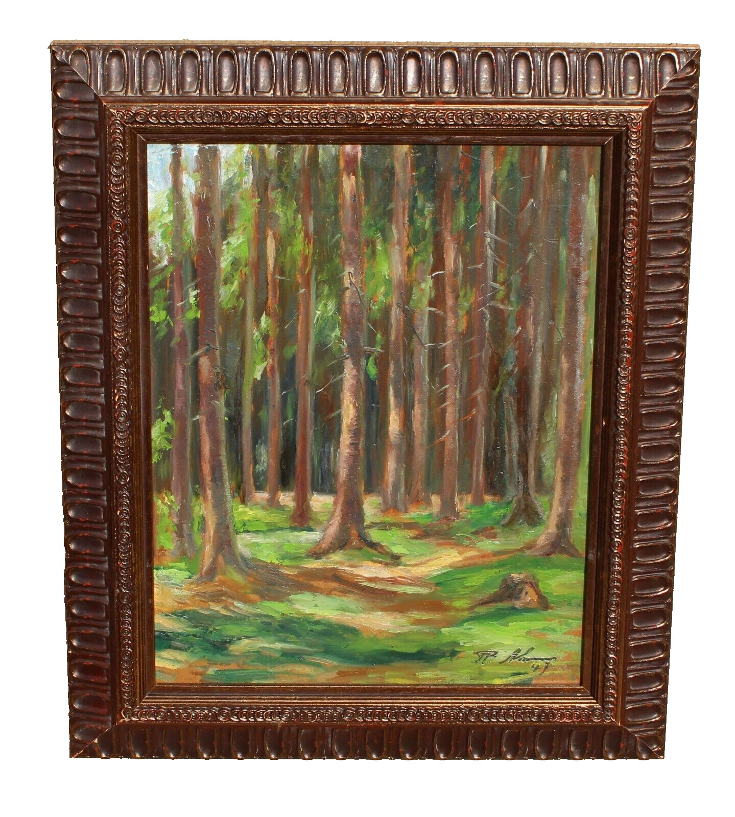 RUDOLF AHRENS (German 1881-1957) Forest Scene 1947 oil painting