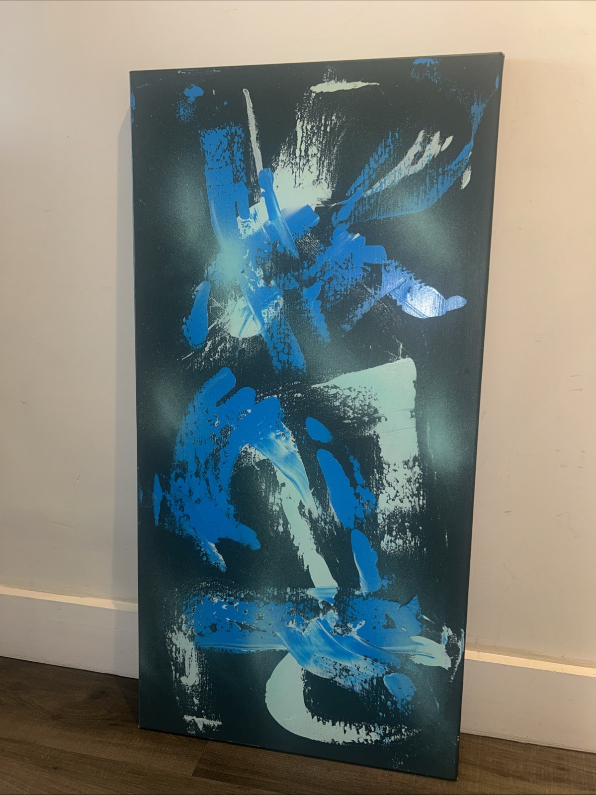 Shades Of blue Handmade Painting.