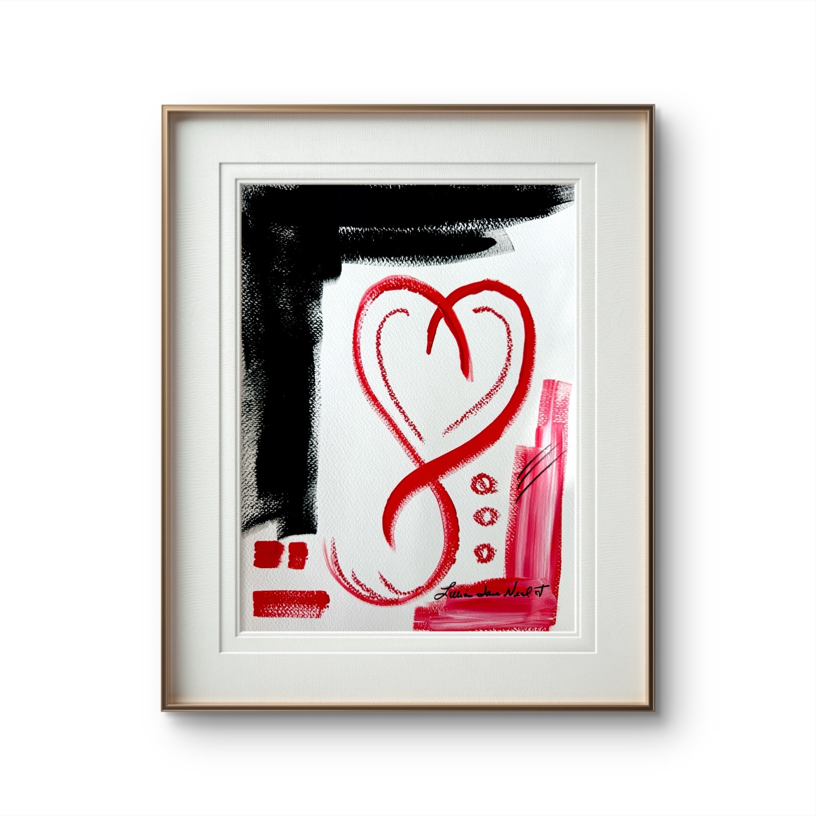 9″x12 Abstract Paper Acrylic Valentine Original Art Expressionism Home Art
