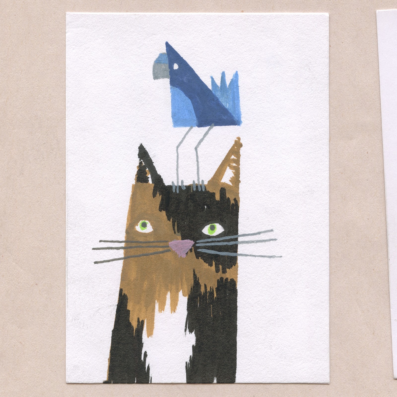 original painting ACEO art card acrylic geometric abstract pop cat 12 Tim Olly