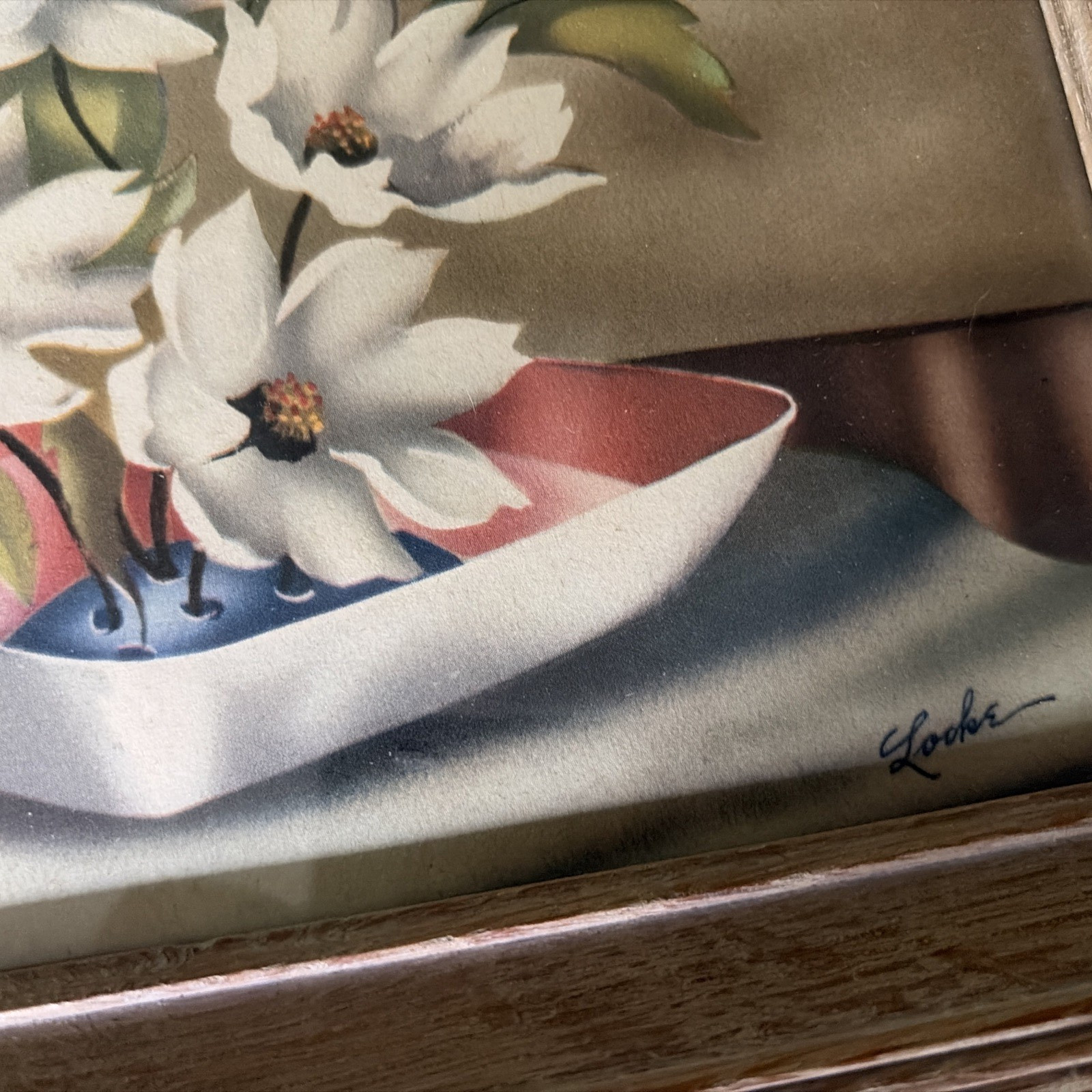 Vintage Floral Still Life Framed Pictures Locke 1940’s 12″ x 10″