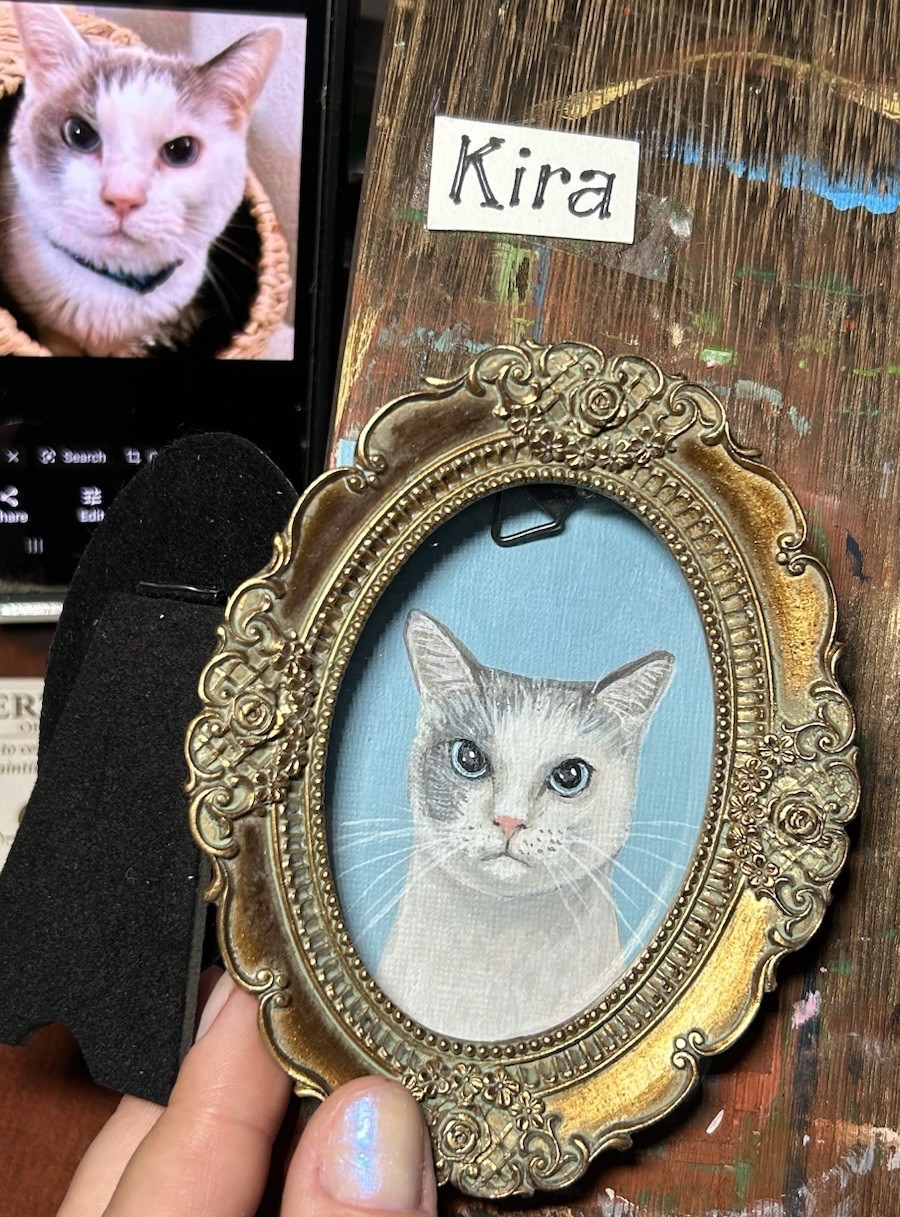 Custom Original Pet Portrait Cat Dog in 3”x 4″ Memorial Painting Process Videos