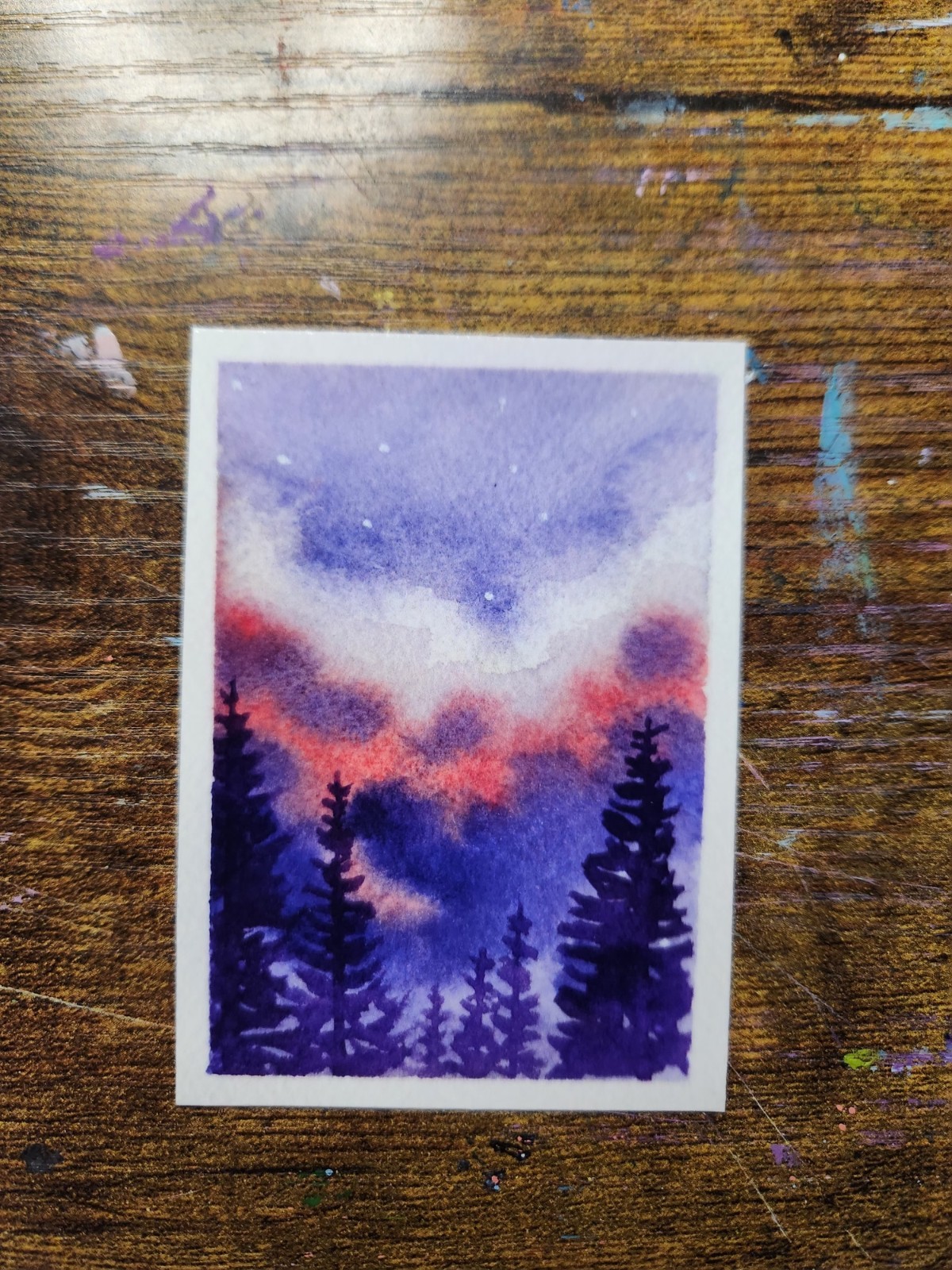 ACEO *Art Print Original Watercolor Sunset 2.5×3.5