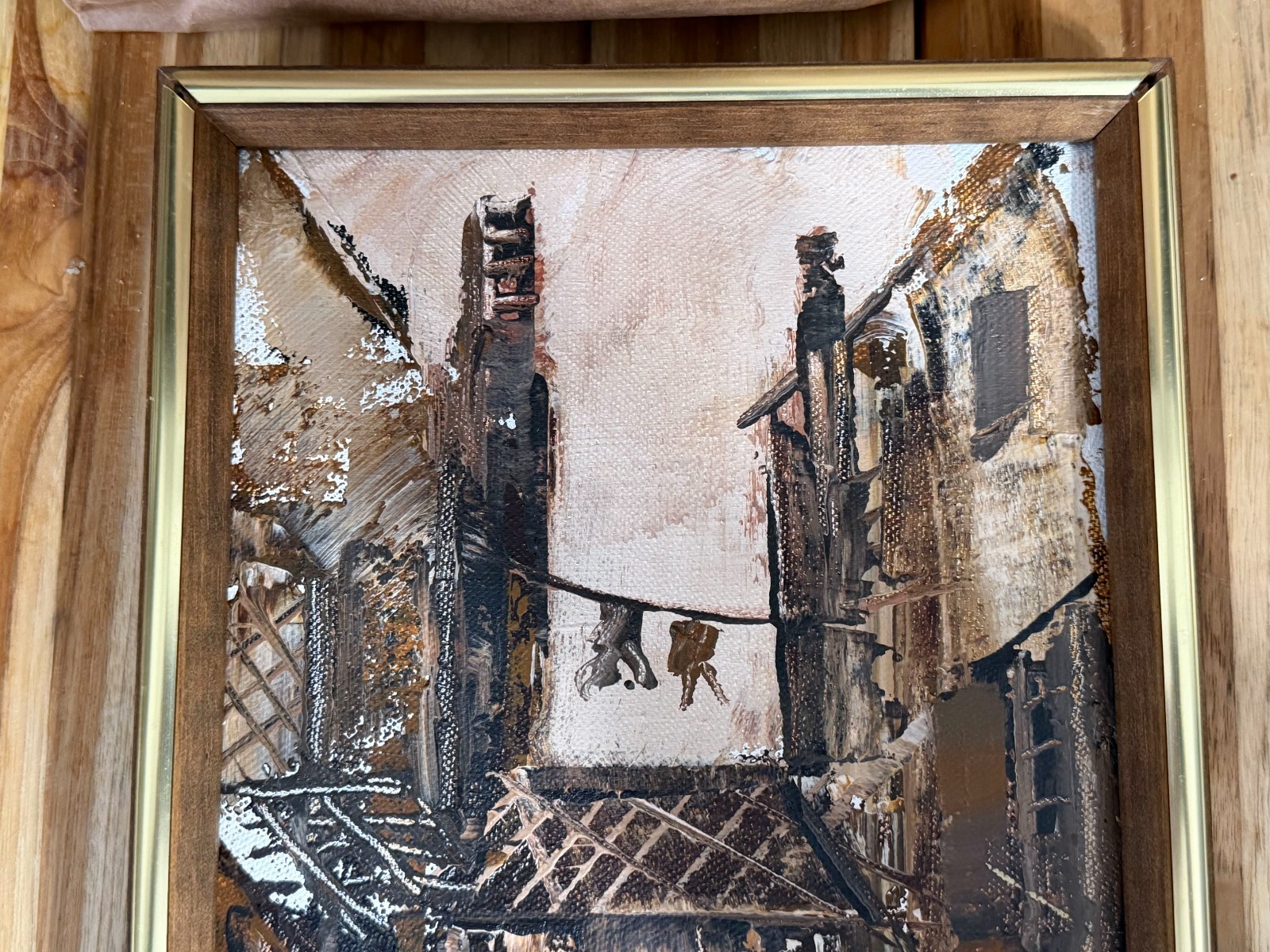 MCM Original Framed Oil Painting Signed Trev (Trevor) Lawrence MID CENTURY MODER