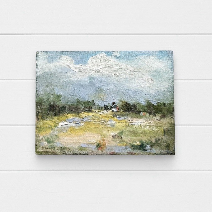 Original Landscape Oil Painting Robert L Davis 6”x8” on Wood Skyscape Wall Art