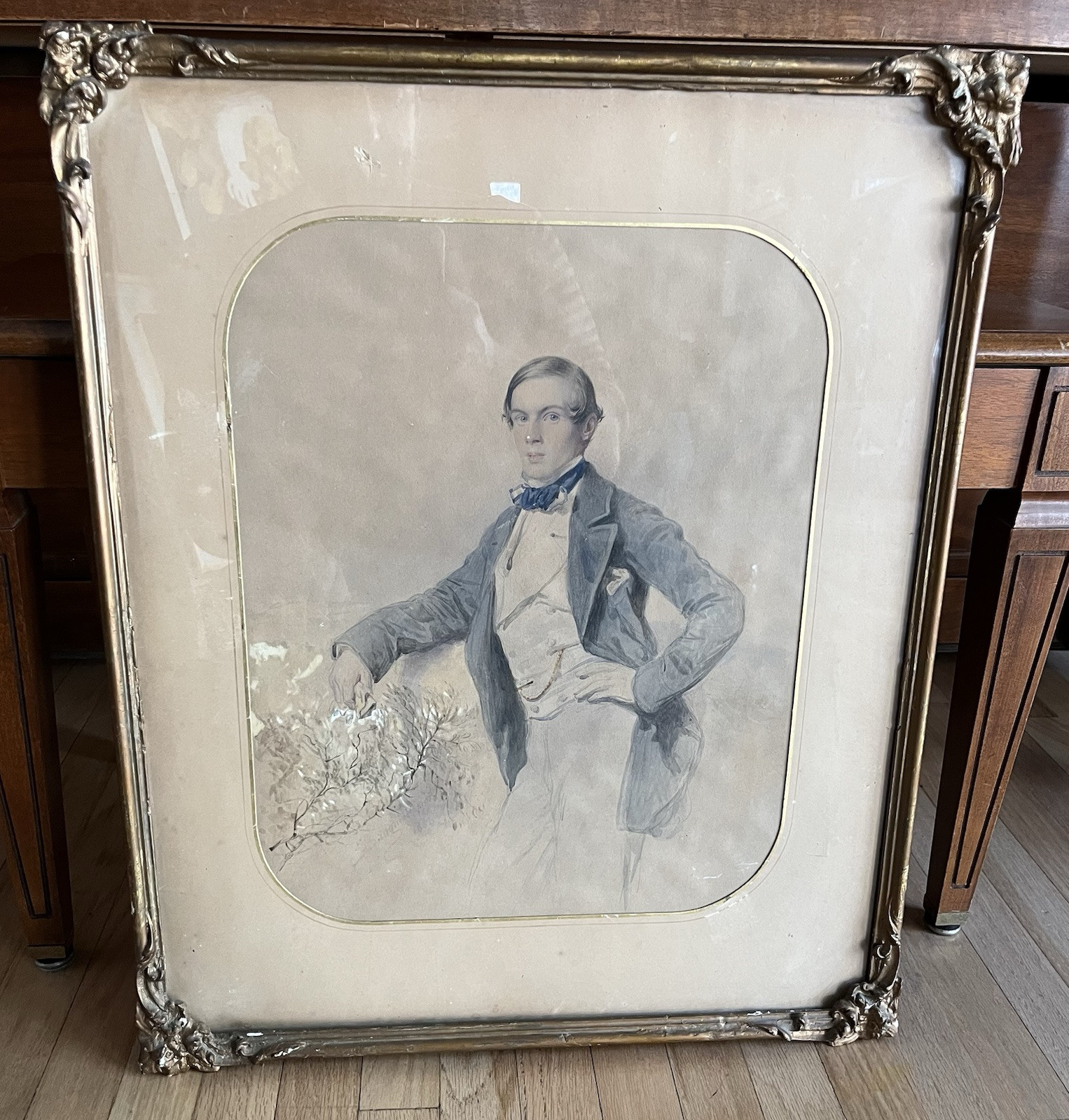 CHARLES-LOUIS BAUGNIET Original Signed Belgian Portrait Painting Gentleman 1847