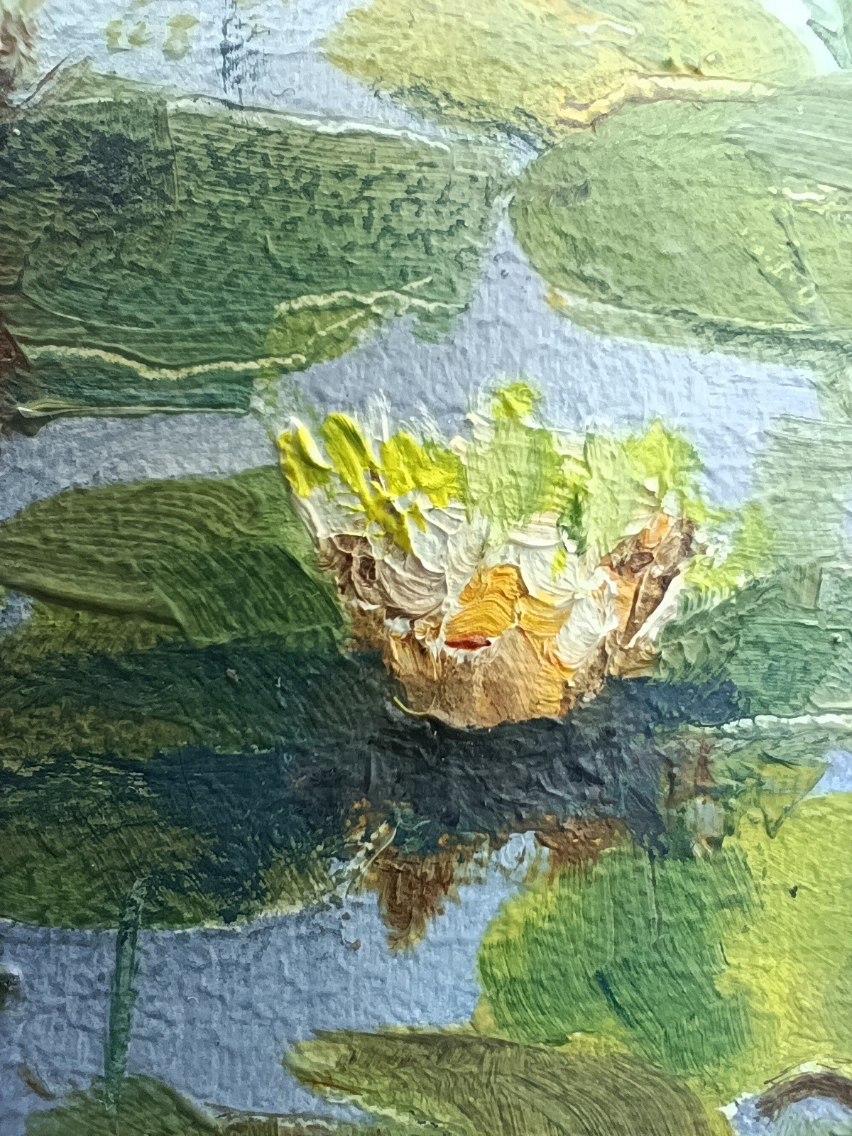 Water Lilies Original Oil Painting 6×4 Framed Signed Lotus Lake Landscape Art