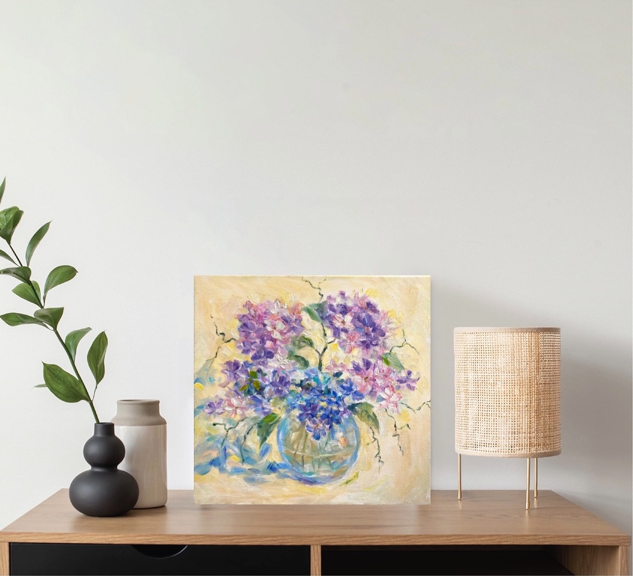 Original Oil Painting Bouquet of Hydrangeas 12×12