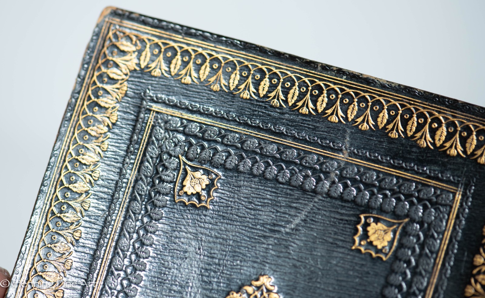 Exceptional Antique Miniature Portrait Painting – Lord Byron in Custom Book Case