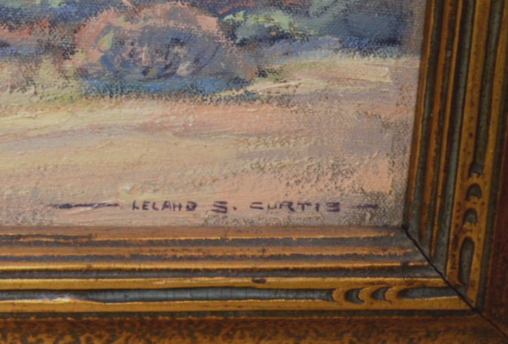 Beautiful desert and mountain landscape by artist Leland S. Curtis (1897 – 1989)