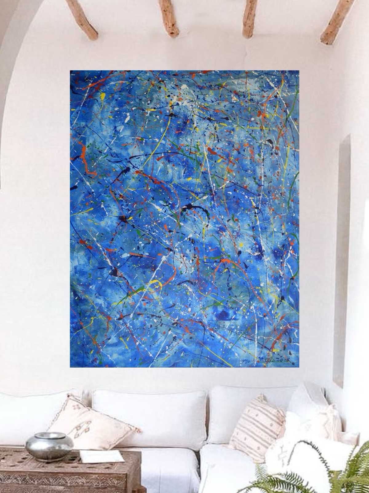 Jackson Pollock Style Giant Canvas Painting 81”X62” (6 Foot 9 inch) Abstract XXL