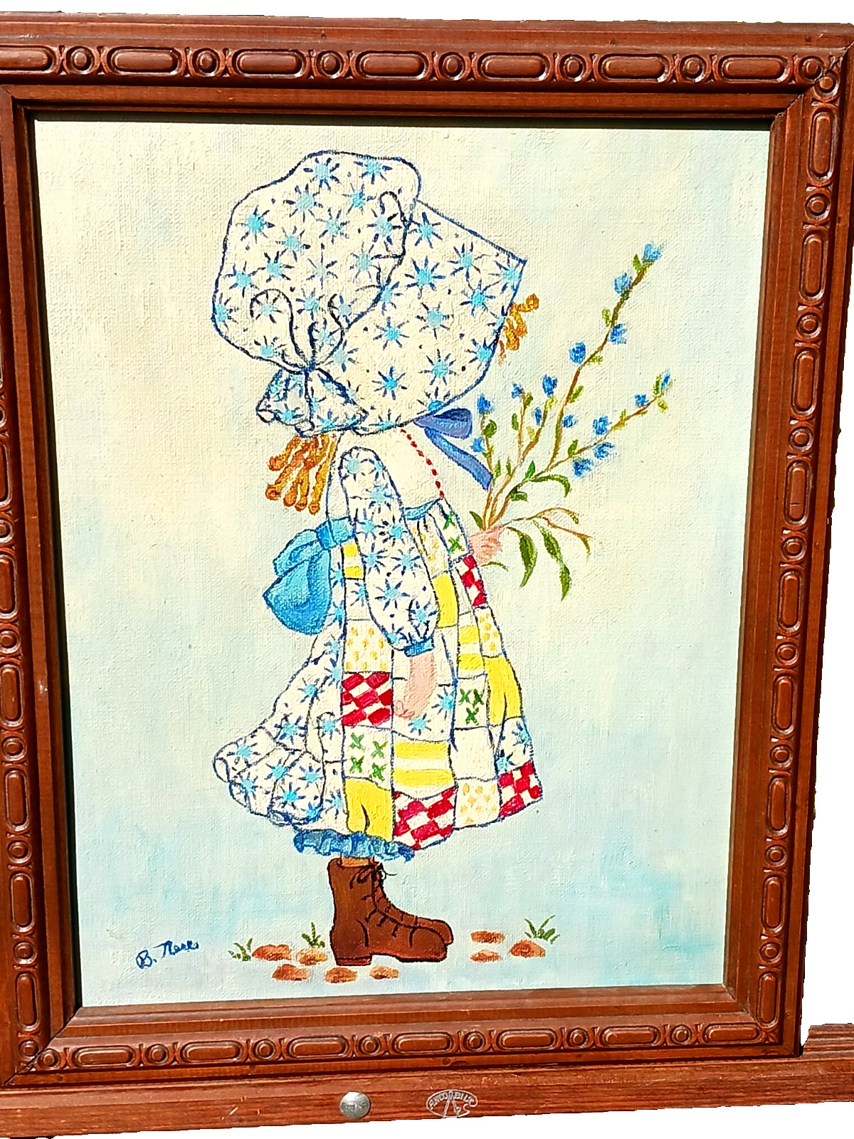 Holly Hobby original painting on canvas signed framed Sunbonnet Sue