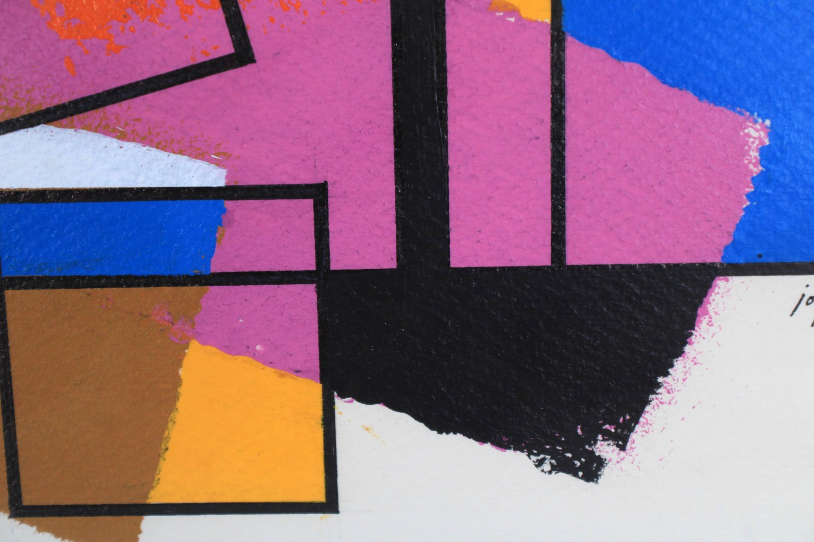Mid Century Modernist Style Abstract Oil Painting On Board Signed Jon Henry
