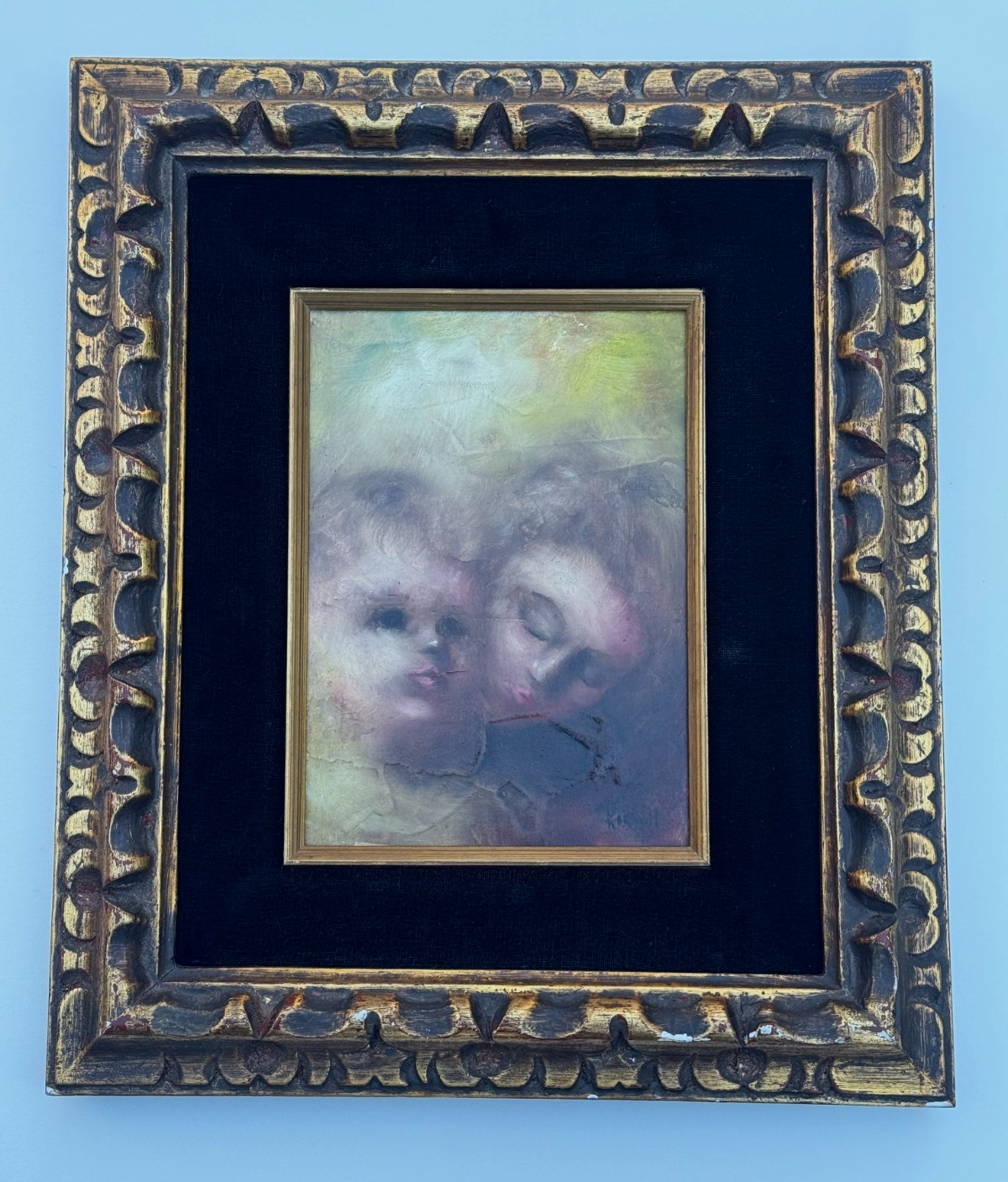FREDERICK DWIGHT KIRSCH (1899-1981) SIGNED OIL PAINTING 2 CHILDREN FACES FACE