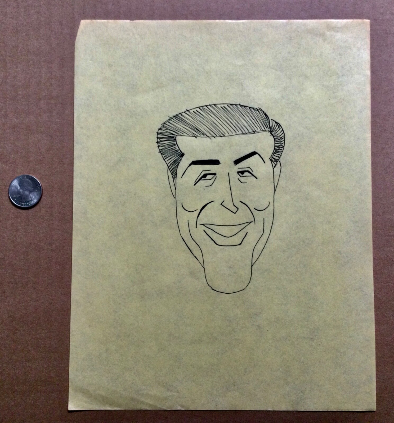 Original 1930s Ink Caricature of Ray Milland by Disney Artist T Hee (1911-1988).