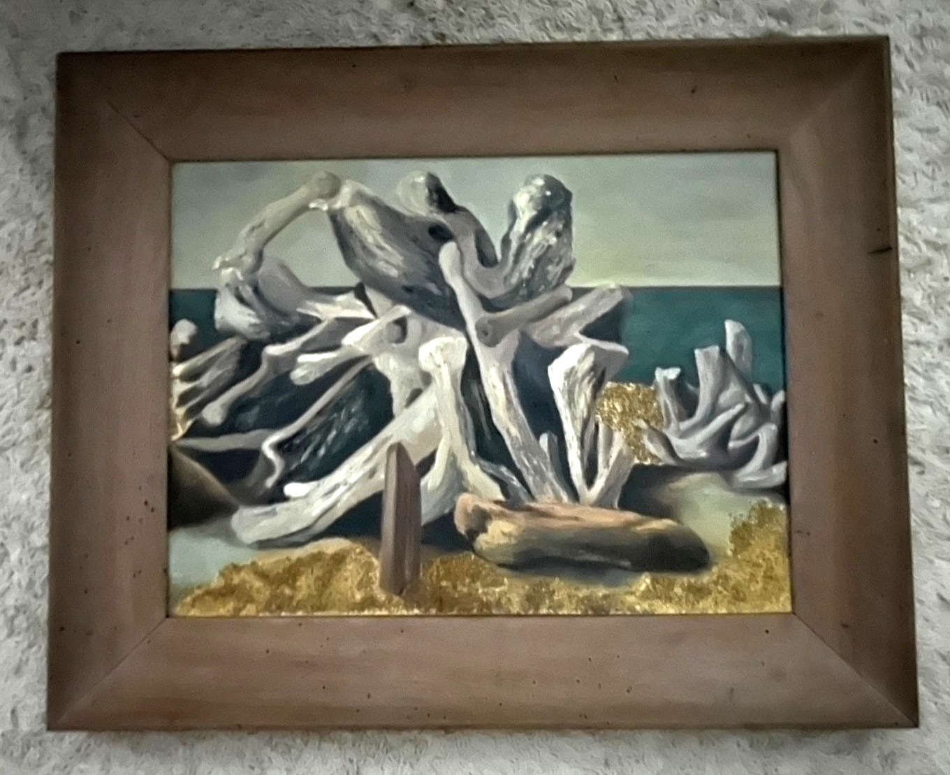 Vtg 1950’s Oil Painting «Driftwood» By Mary E. Wiles Measures 31 x 25 x 2 inches