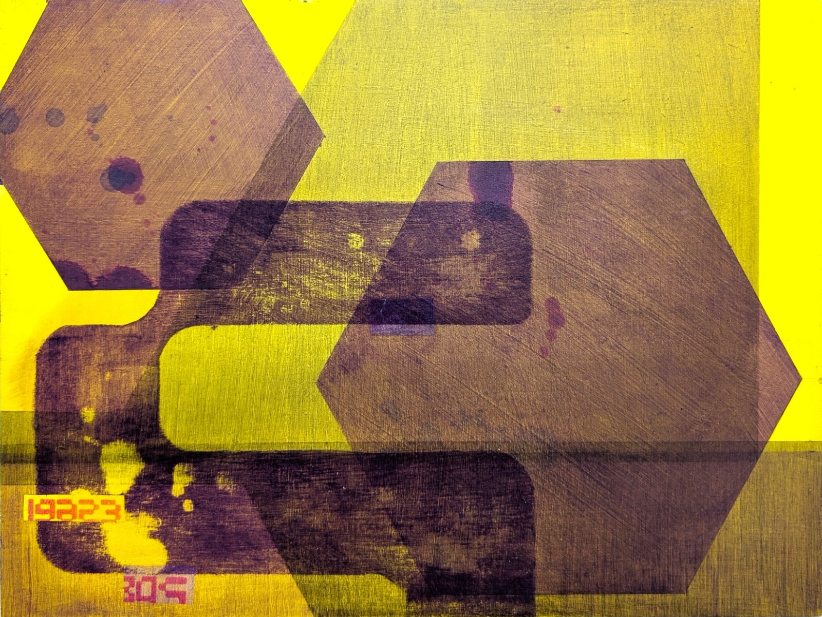 Original Acrylic Painting on Wood Panel. 15.5 x 12 inch. ‘Typographic’