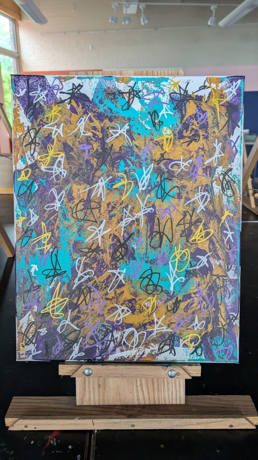 Large Abstract Graffiti Canvas Painting Original Contemporary Art, Unframed