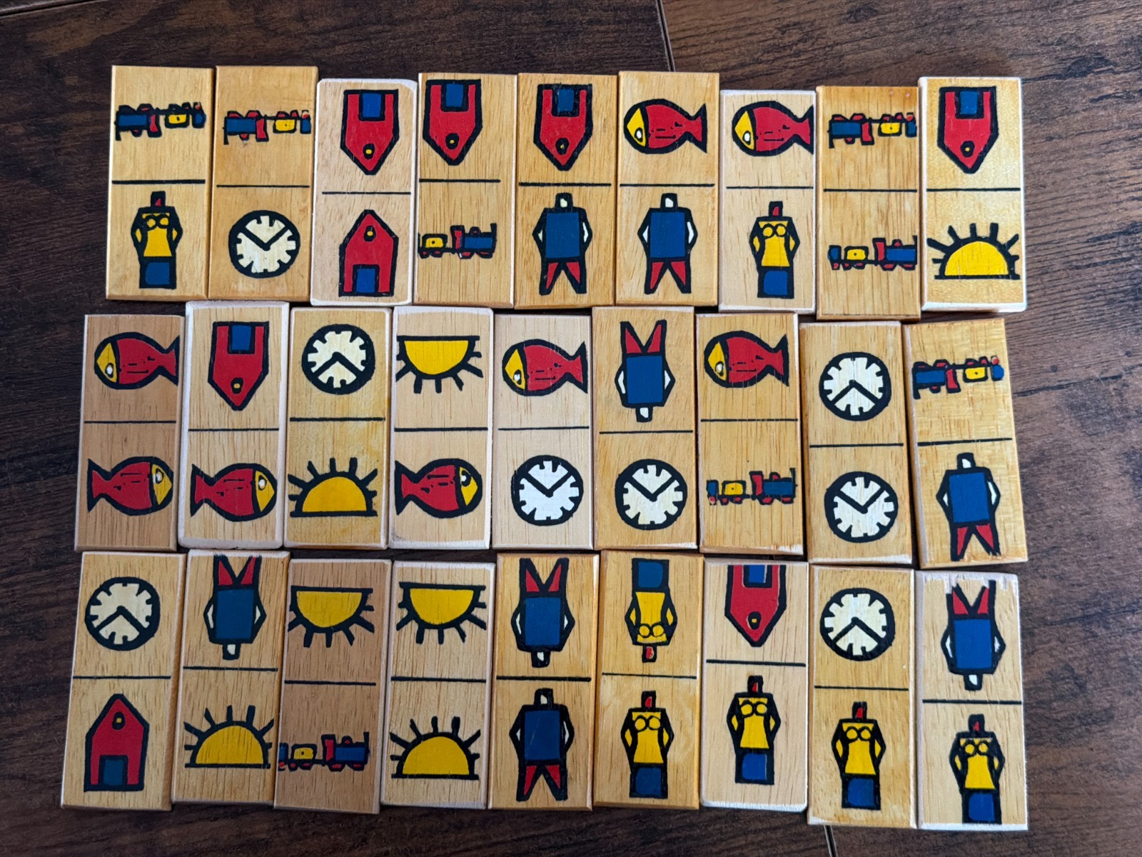 VTG MCM Limited Edition J. Torres-Garcia Wooden Domoino Set Art Work ~ Ex Cond.