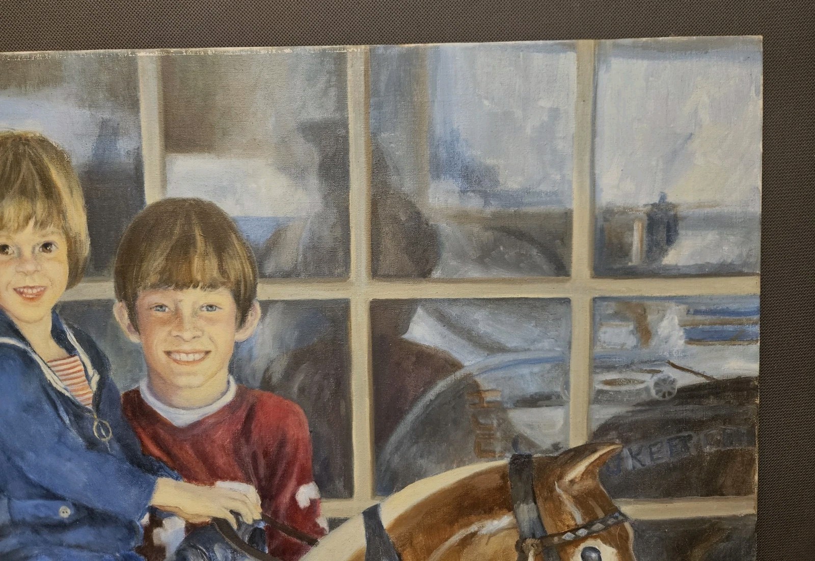 Vintage Nostalgic Americana Art Set Oil Painting & Preliminary Pencil Sketch