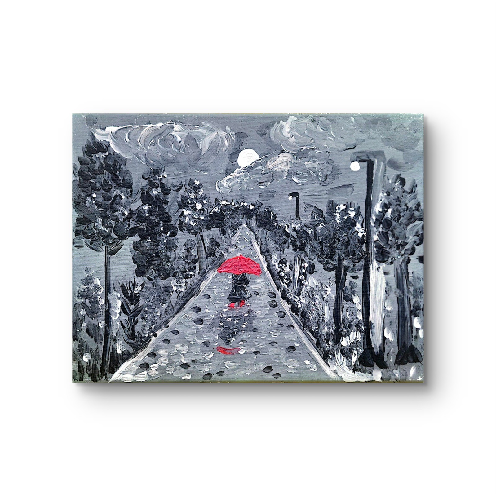 A Walk In The Rain Original Series 1 Of 6 Modern Art Acrylic Signed By Artist.