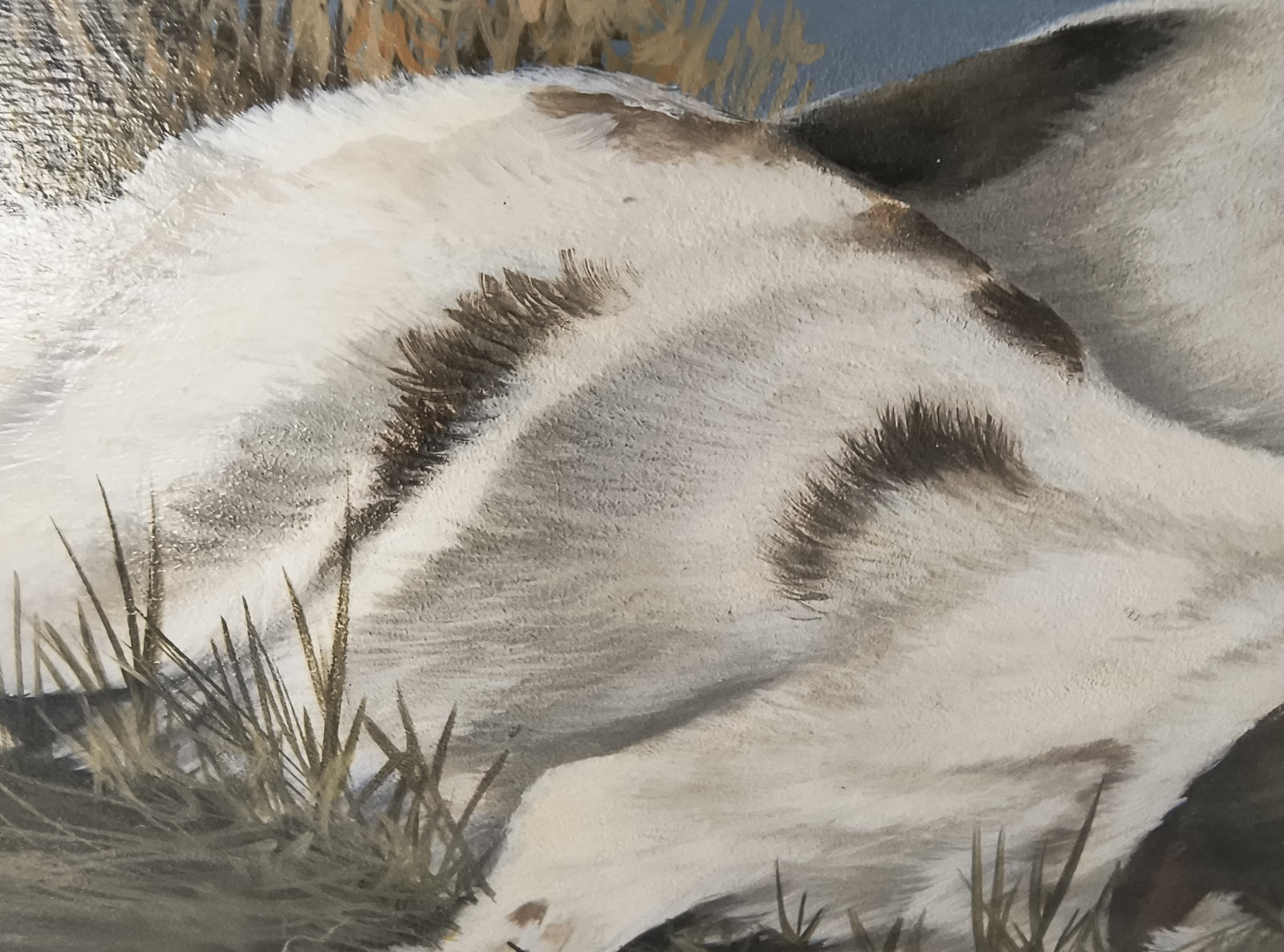 RON KLEIBER RESTING TIME Signed Acrylic Oil Painting, Hunting Dogs & Pheasants