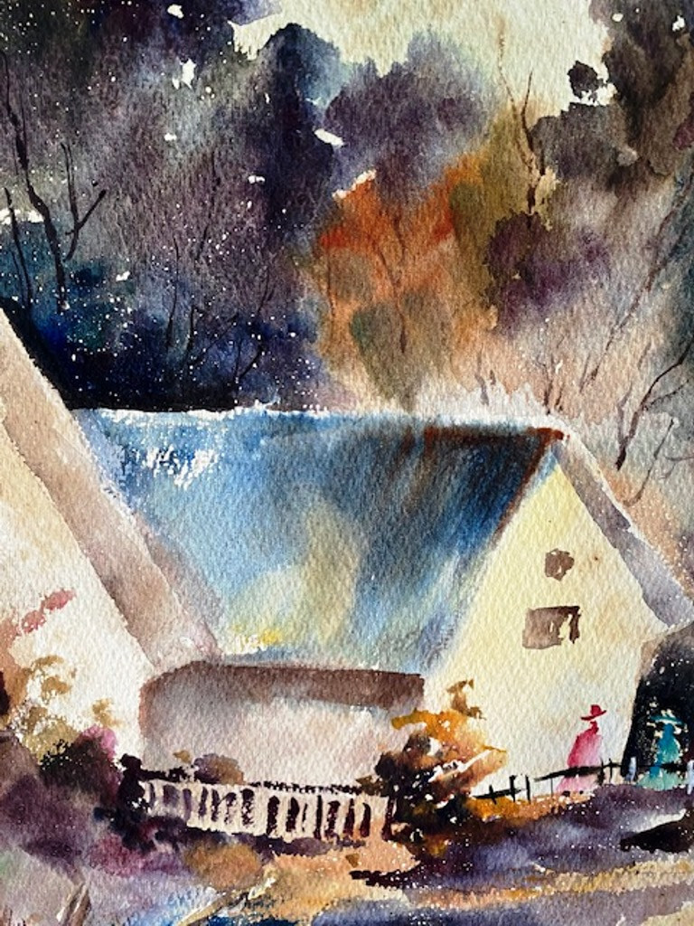 ARTIST J MACK ORIGINAL HAND SIGNED-FRAMED SCENIC COUNTRY WATERCOLOR ARTWORK