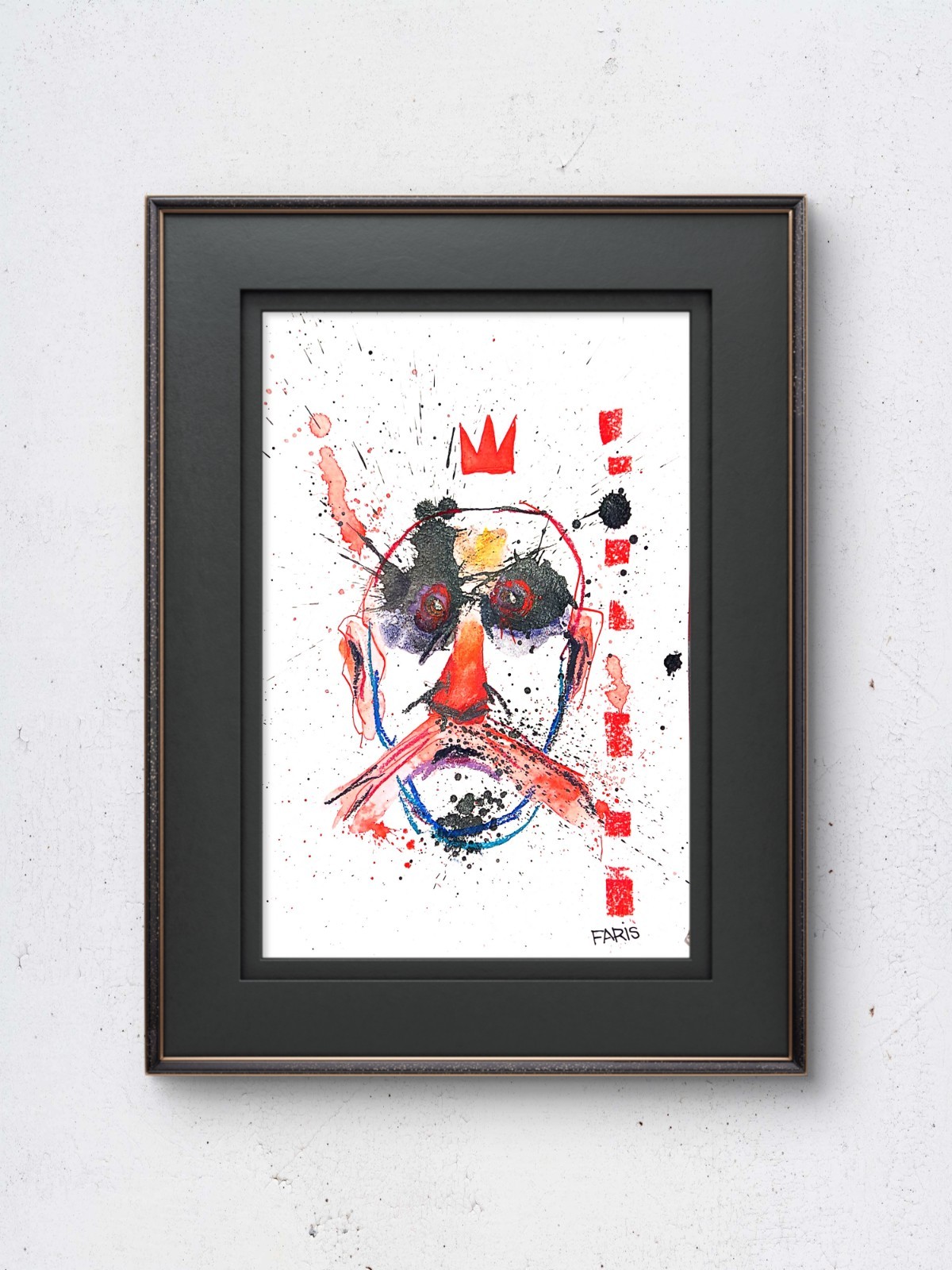 Original Ink Portrait Painting A4 Mixed Media Neo-Expressionism Signed COA #16