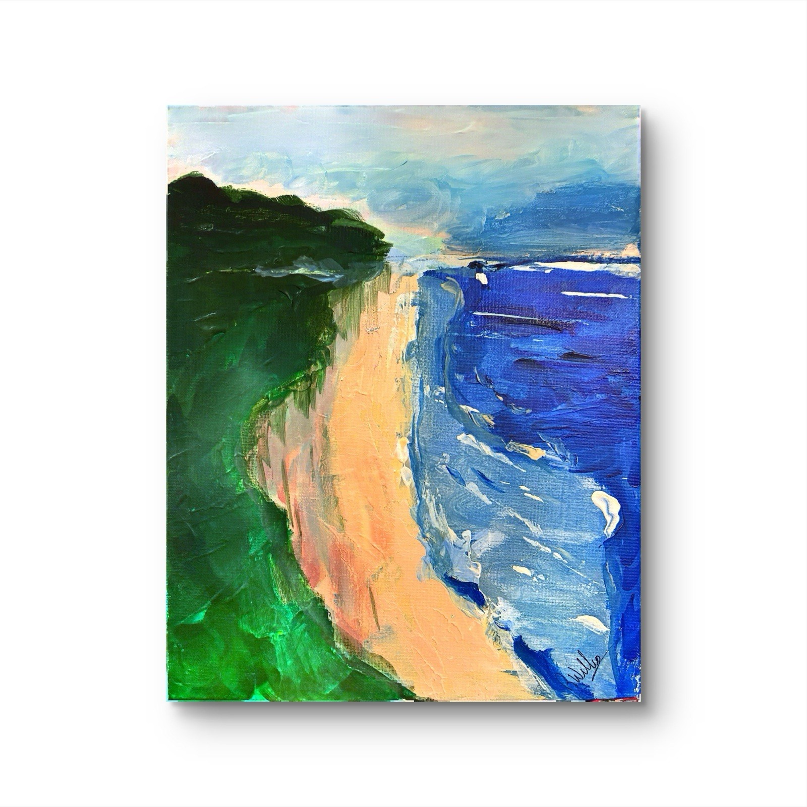 Seascape Expressionism 11×14 ABSTRACT Original Canvas Signed Unframed