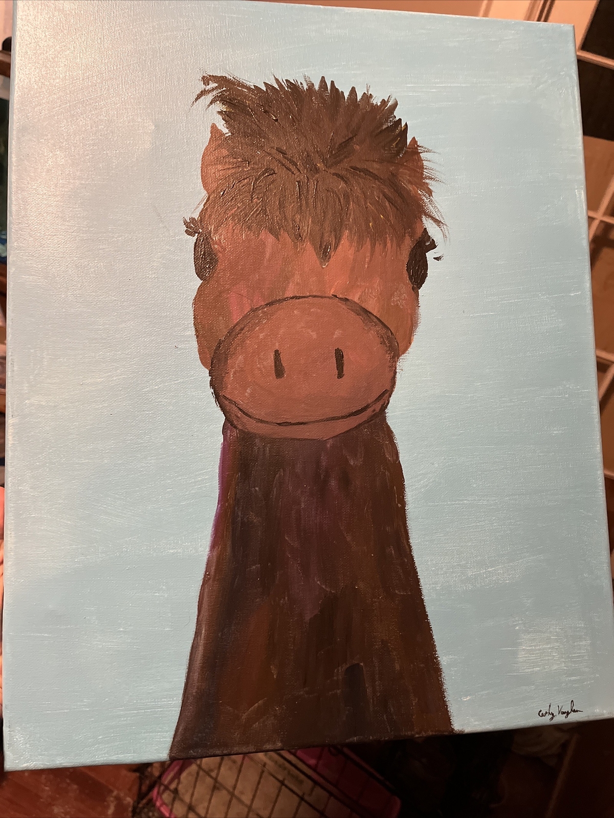 Whimsical original acrylic painting on canvas signed Coco The Alpaca