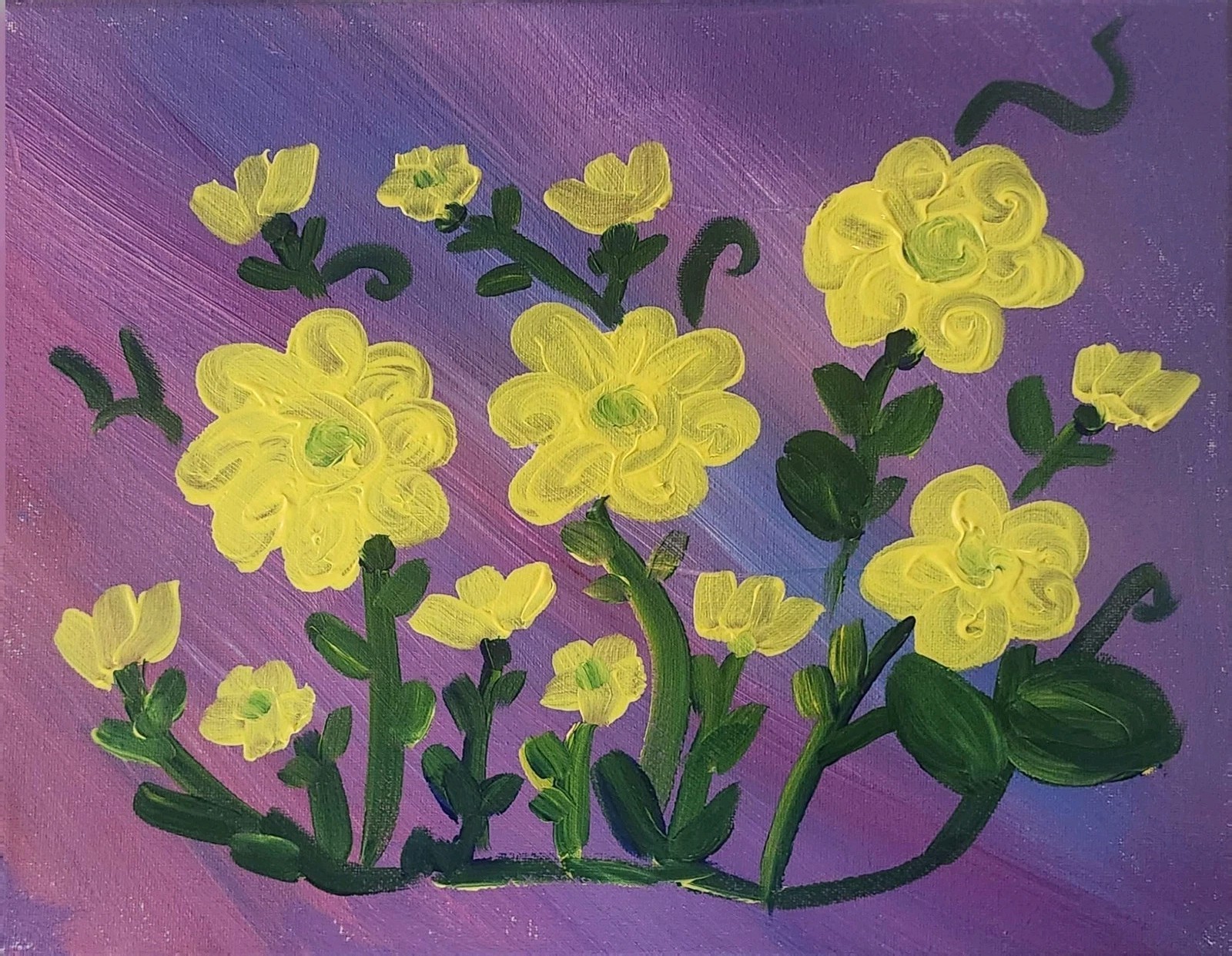 Yellow Daffodils Acrylic Painting Wall Art Original 11×14 Canvas
