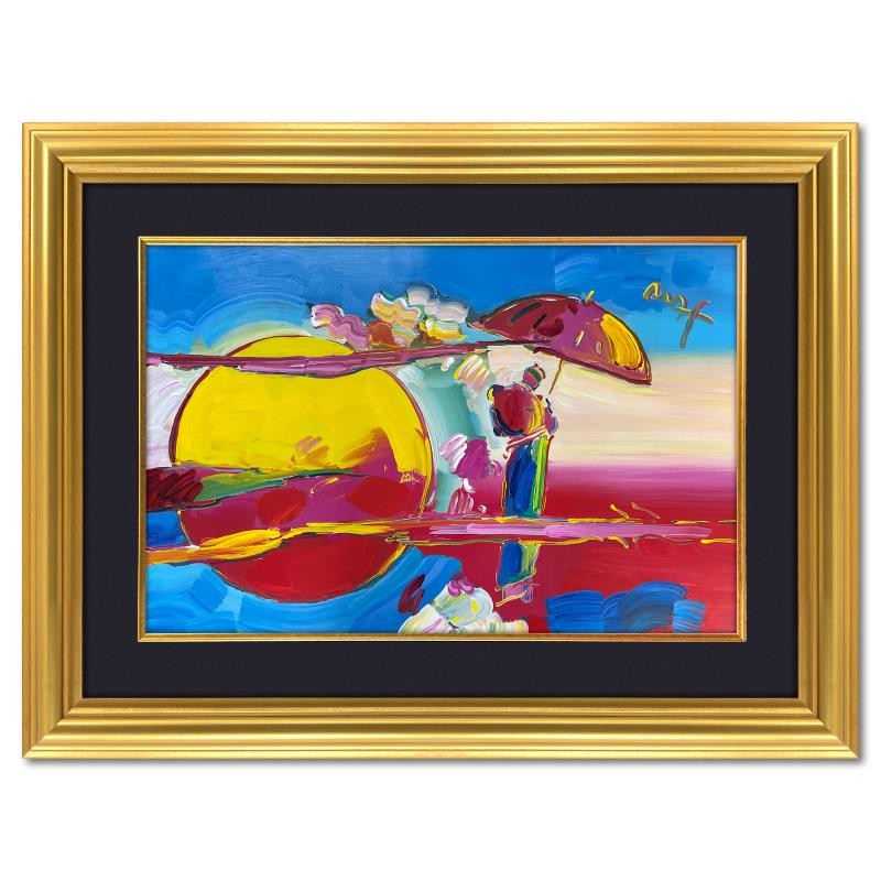 Peter Max «New Moon 2″ Framed Acrylic Mixed Media (36.5″ x 48.5») Hand Signed