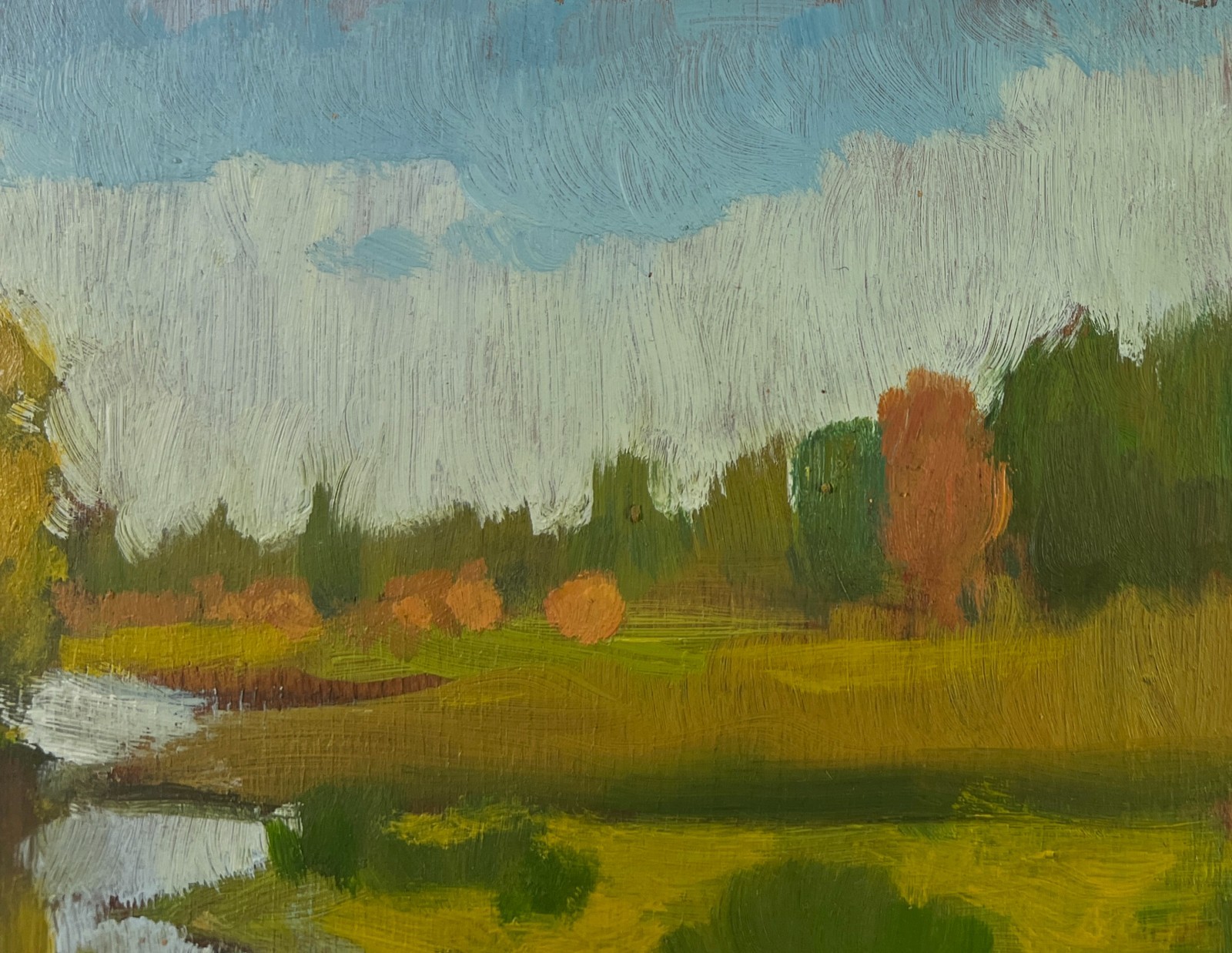 Oil Painting Autumn Landscape With A River View M. Burdylo Original nAAA5046