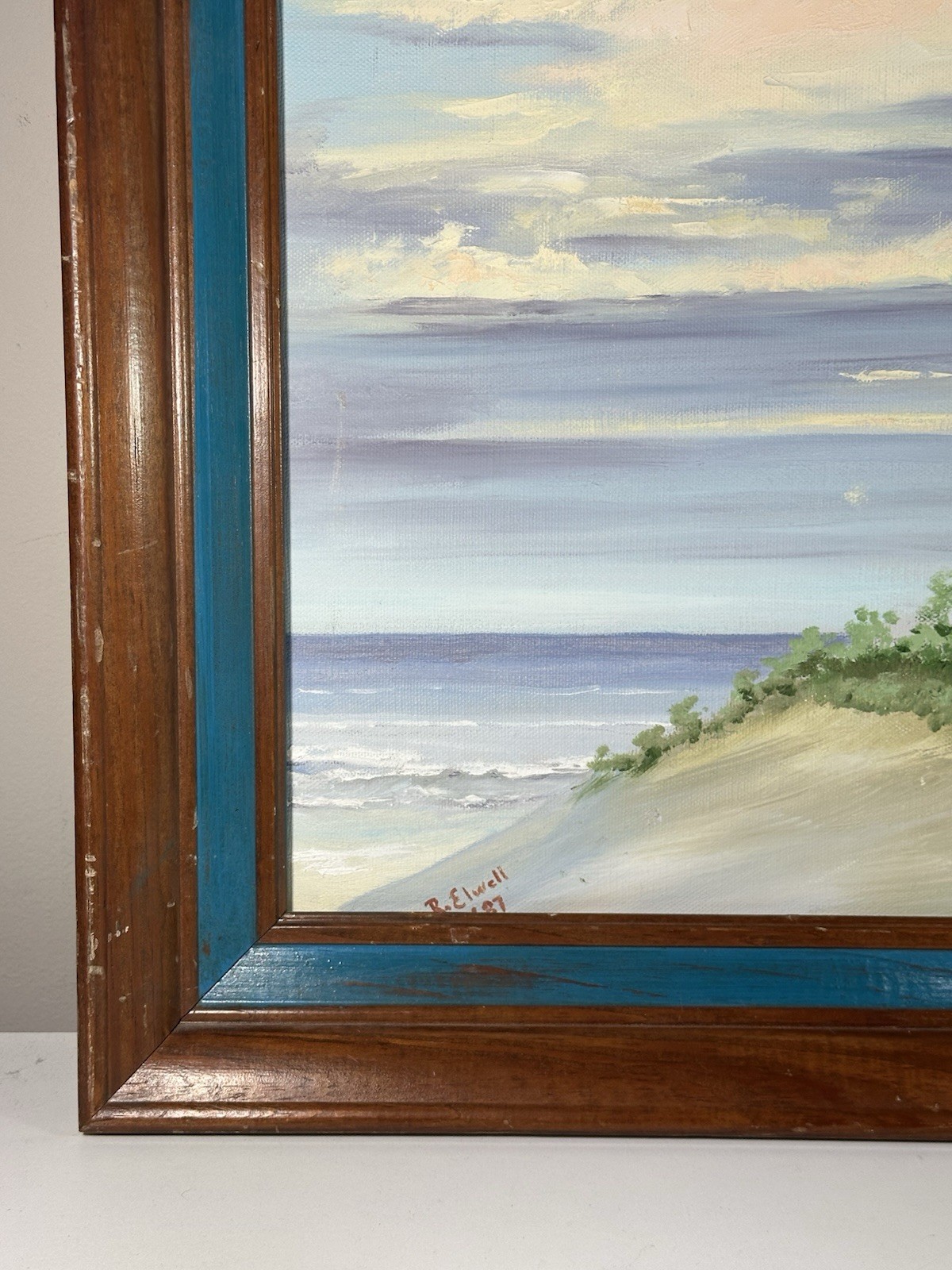 Original Framed Lighthouse Sea Scape Oil Painting Signed Richard Elwell