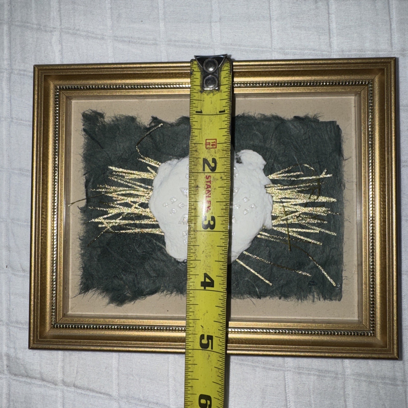 Small Embossed Pressed Paper Pulp Art Snowflake In Gold Frame