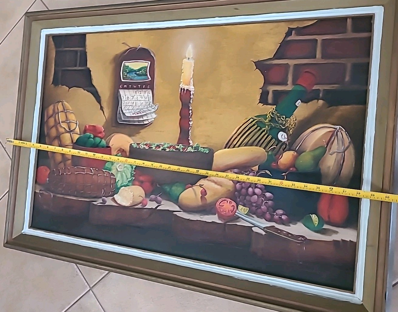 Vintage New York Prison Art 1971 Still Life Supper Charles Hoppe Painting Large