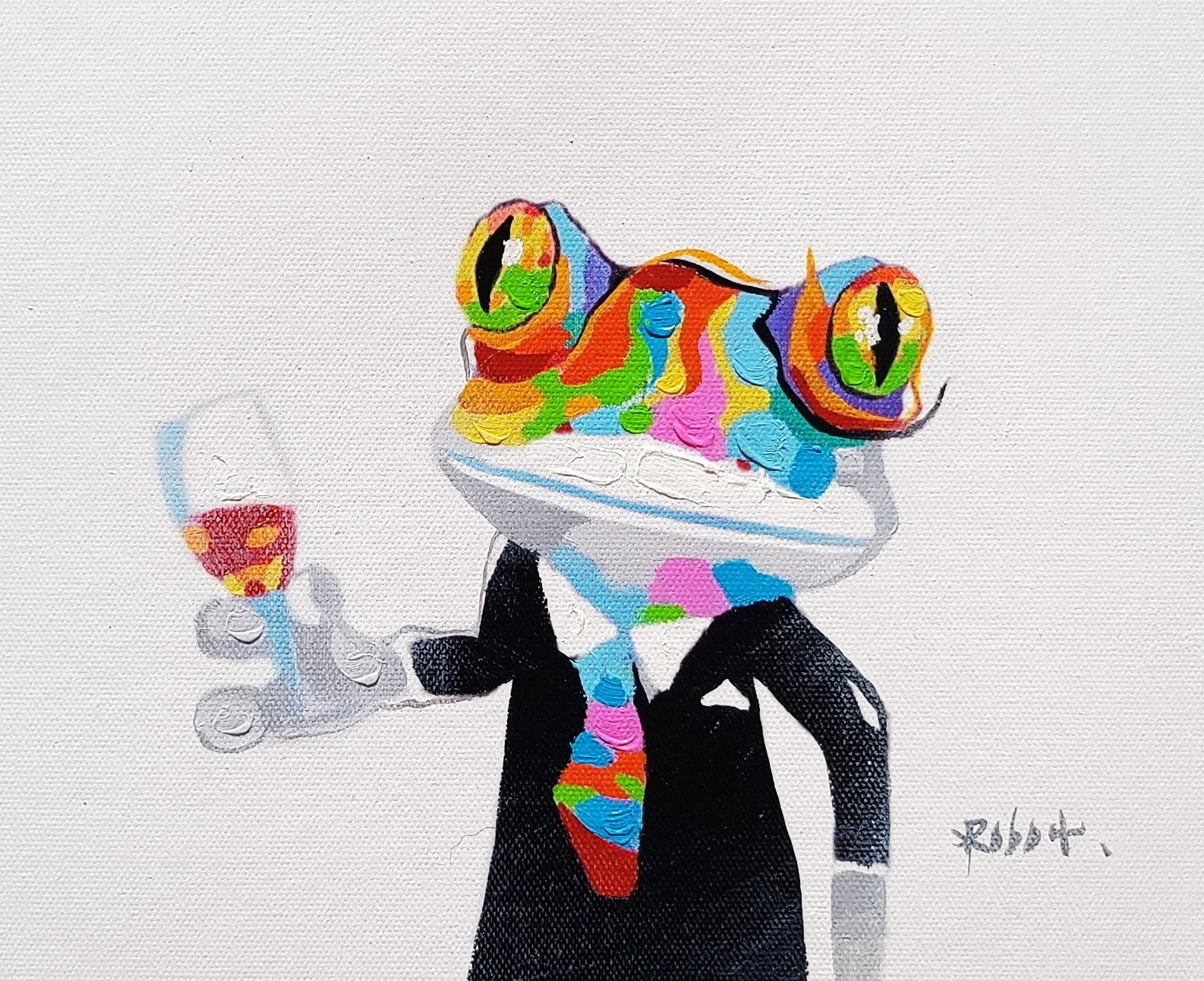 Fron with wine glasses – 8×10, Hand painted on Giclee Canvas, Canvas-only