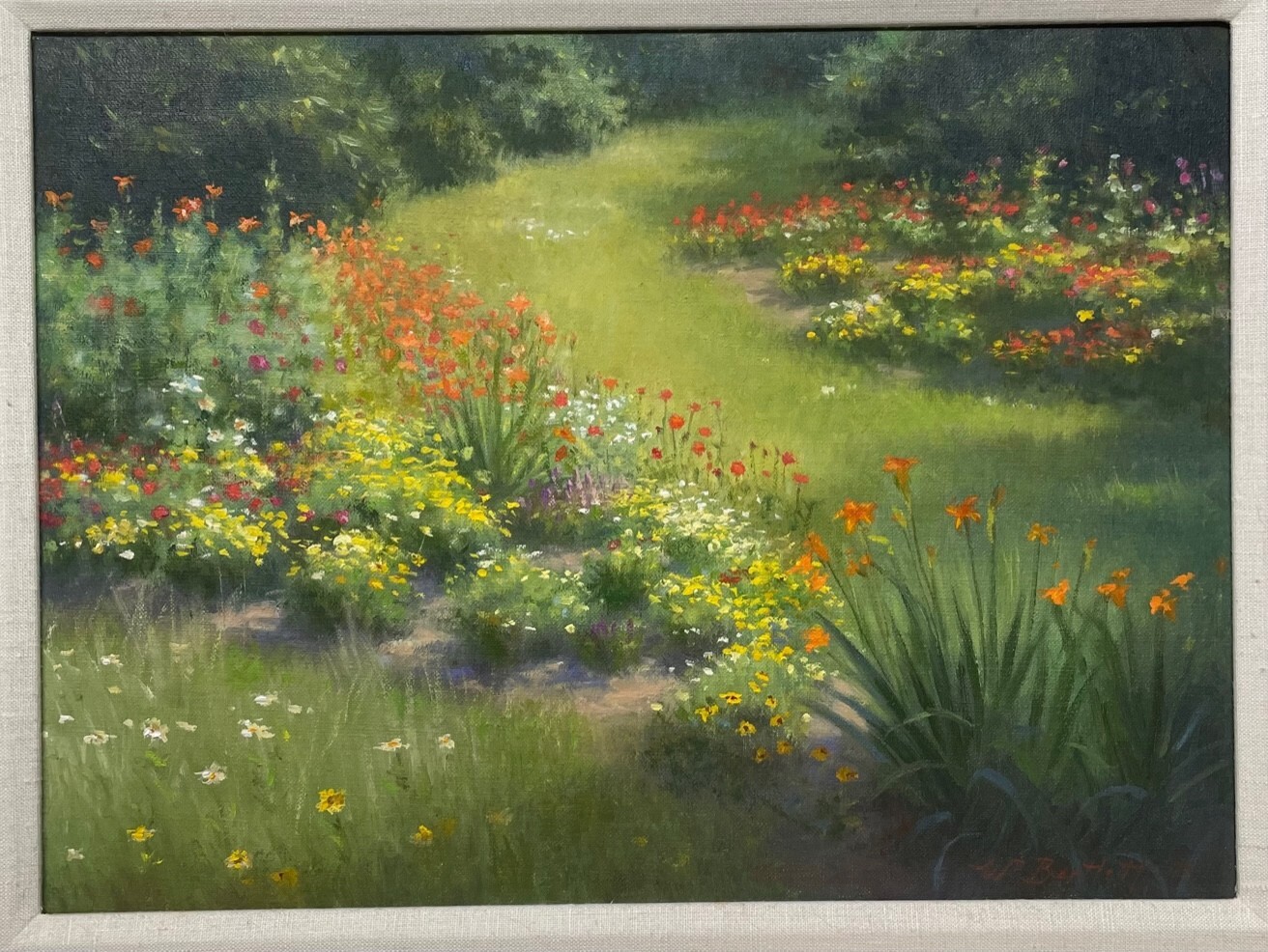 Vintage WILLIAM E BARTLETT ‘Backyard FLOWER GARDENS’ Contemporary Oil Painting