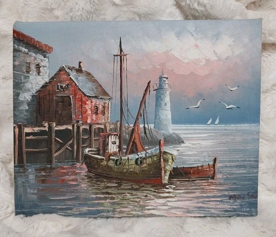 Max Savy Painting on Canvas – Signed – 8 In. x 10 In. – Seascape